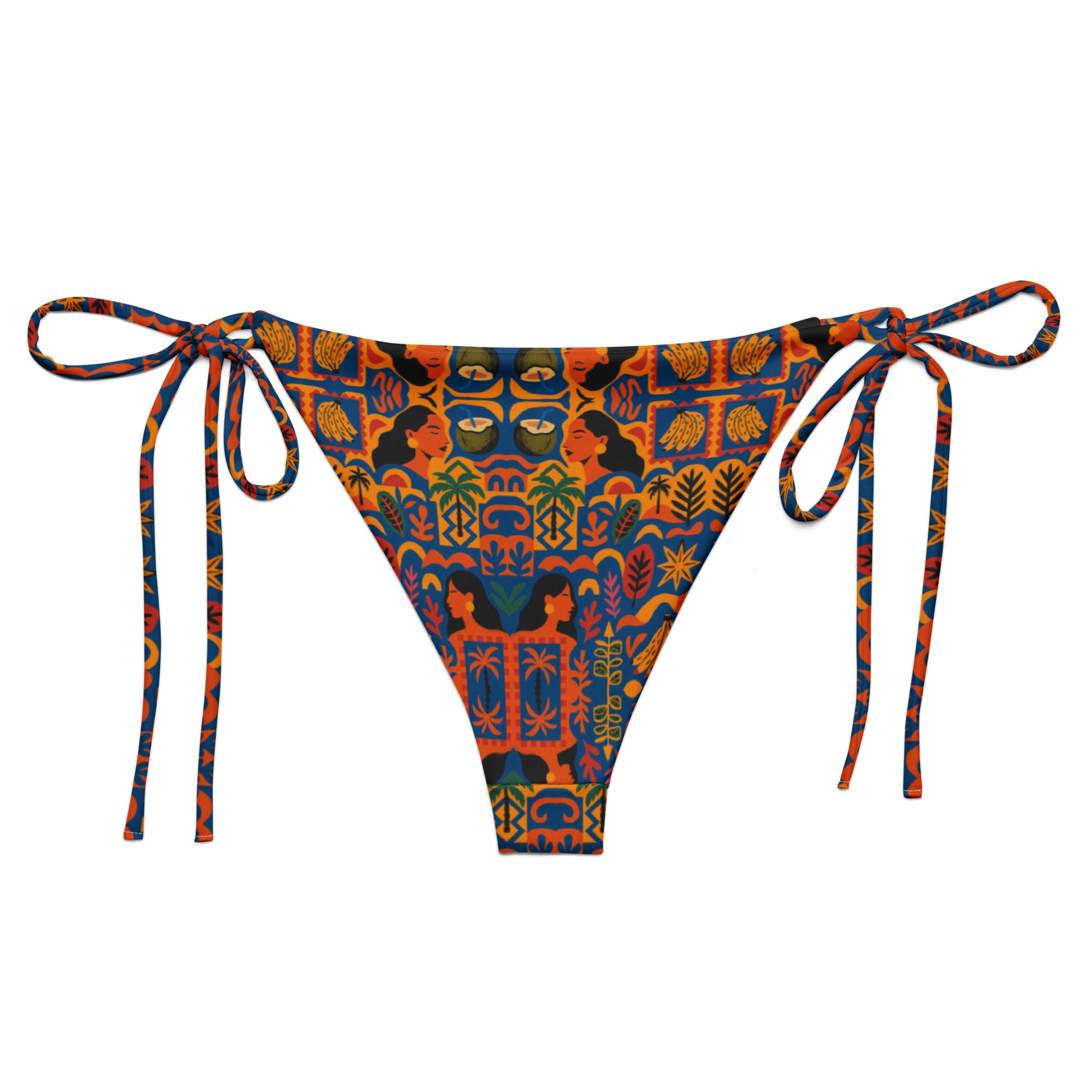 Maillot de bain bas Isla Sol, design afro-méditerranéen haut de gamme aux couleurs vibrantes, swimwear éthique pour femme, parfait pour un style élégant en vacances.