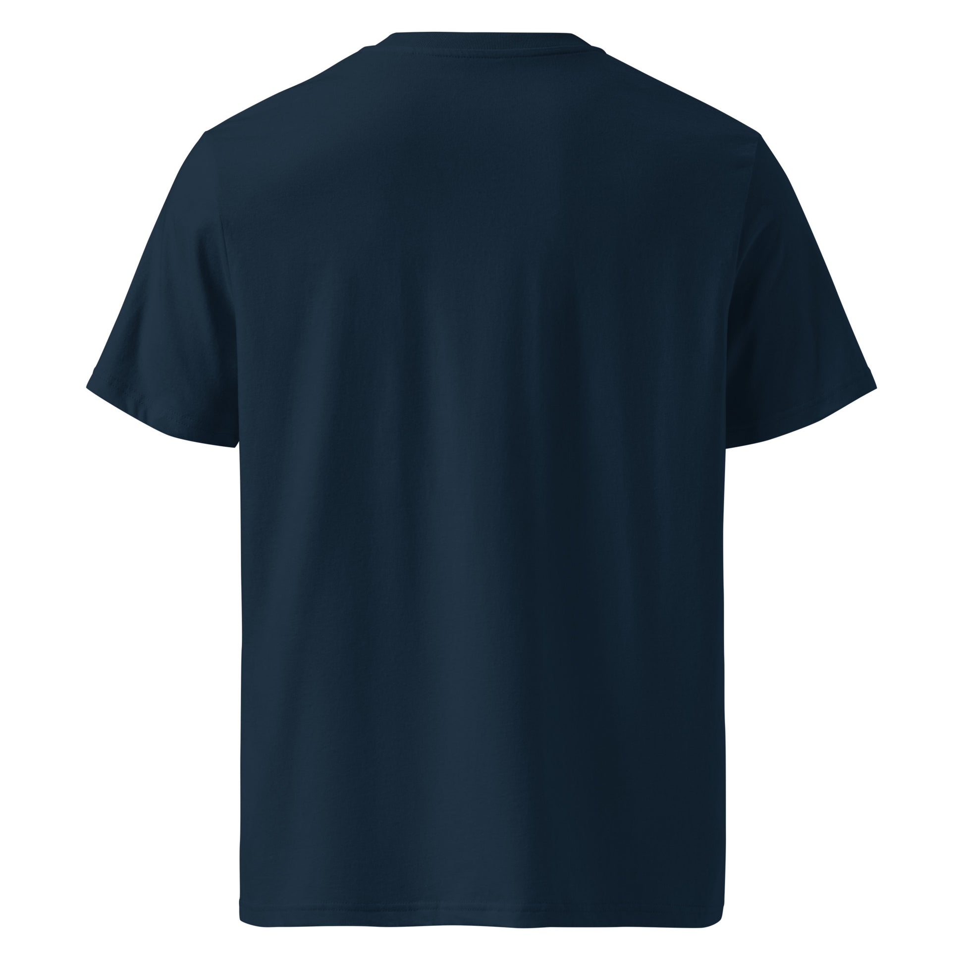 T-shirt Ondja bleu marine unisexe coton bio, motif artistique vague bleue et symboles afro luxe, édition limitée Élisabeth Akaïa Kaï