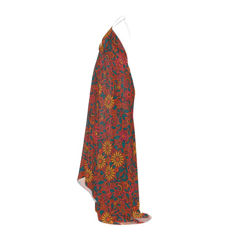 "Solstice in Bloom" Halter Dress 