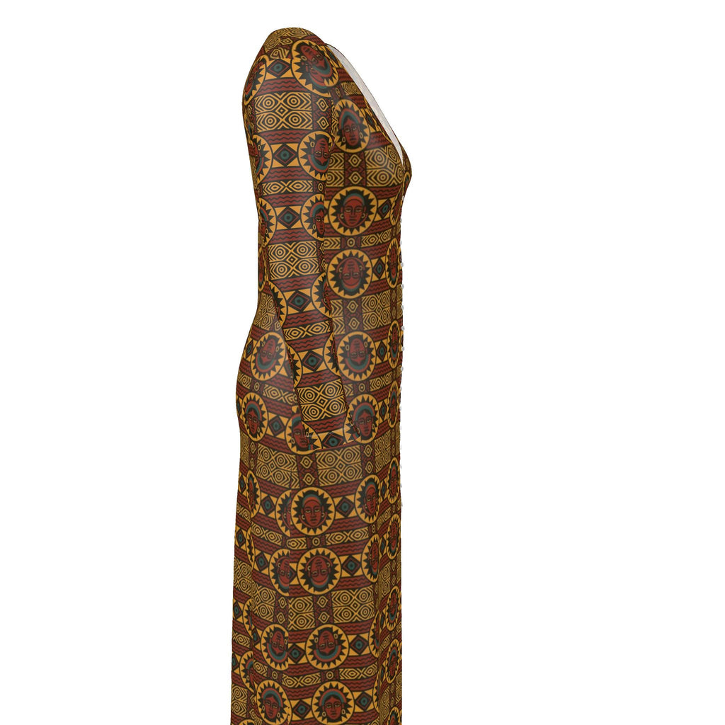 Kaya Lumina Button-Up Maxi Dress – Limited Edition Afro Luxe in Artistic Jersey