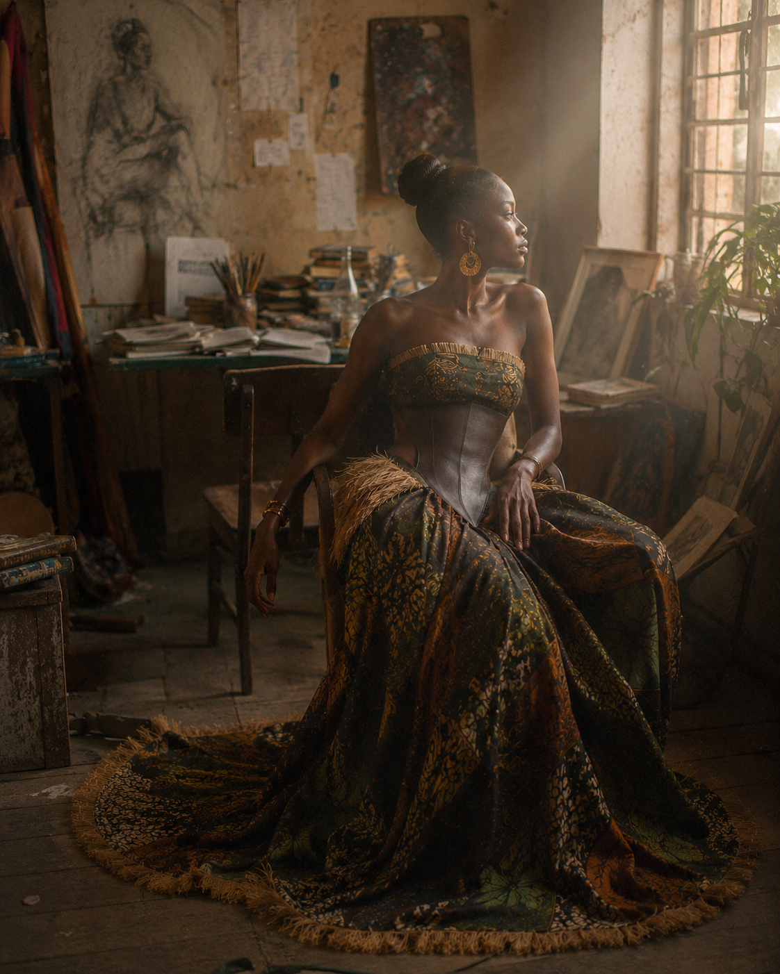Plongez dans l’univers couture d’ÉLISABETH AKAÏA KAÏ à travers une création artistique imaginée entre atelier, émotion et savoir-faire. Une silhouette afro luxe aux détails sculpturaux, pensée comme une œuvre vivante où l’art, la mémoire et la haute couture se rencontrent.