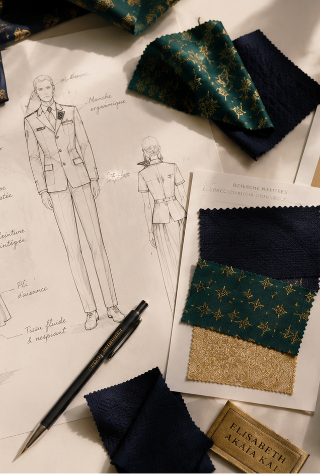 Entrez dans l'atelier de création d'Élisabeth Akaïa Kaï et découvrez le savoir-faire qui donne naissance à chaque pagne. Des premières esquisses aux motifs exclusifs, chaque création est imaginée sur mesure pour raconter une histoire unique et devenir une œuvre textile d'exception.