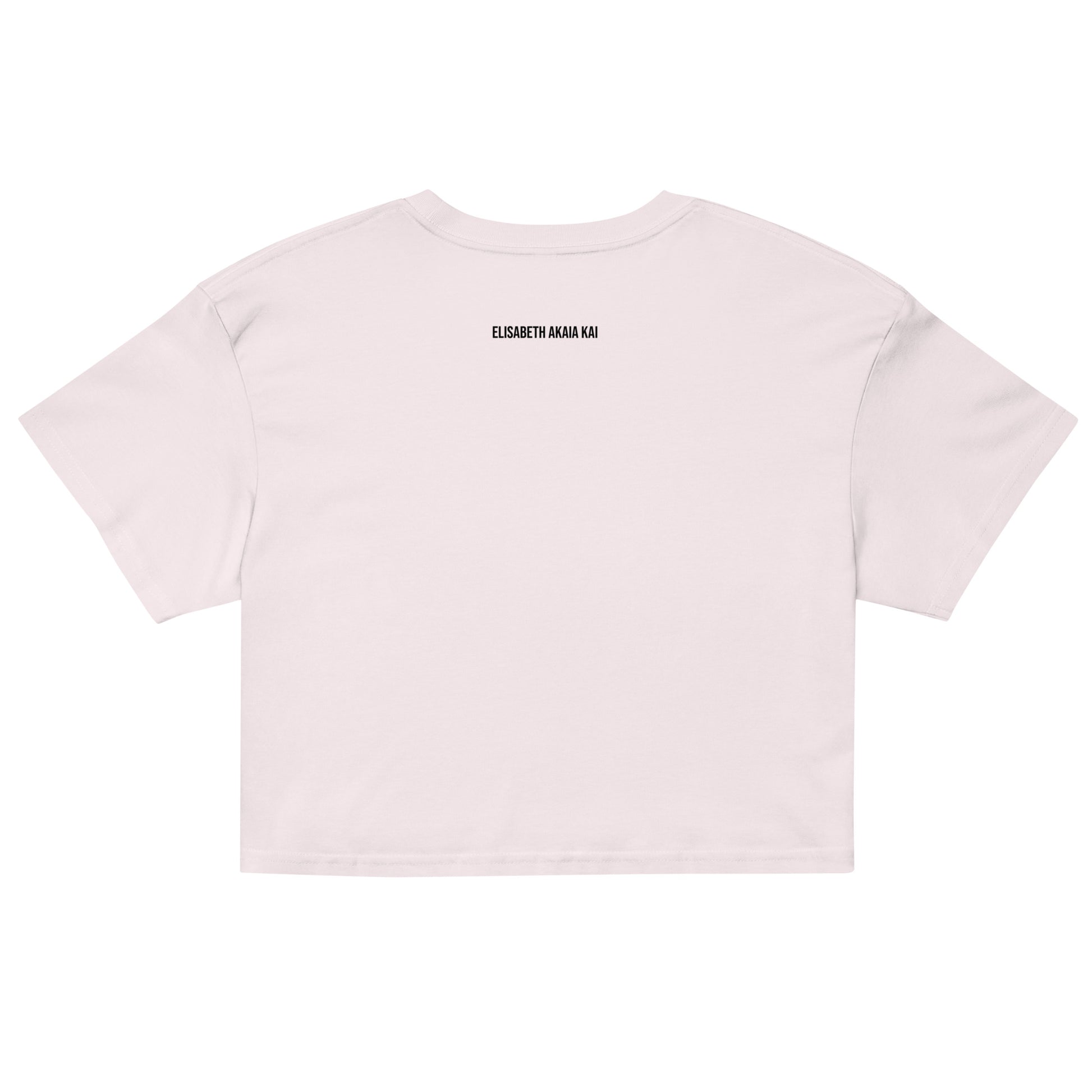 Crop top orchid Zoraya avec illustration colorée d’une femme et d’un félin sous un soleil, entourés de végétation – mode éthique et artistique