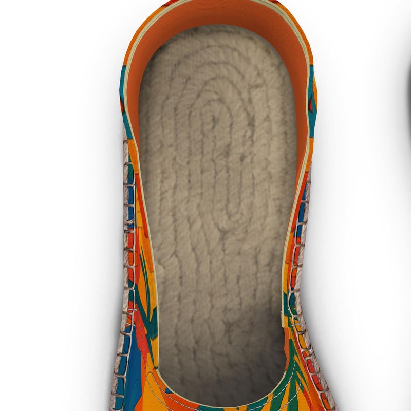 Espadrilles d’été colorées avec imprimé tropical exclusif, fabriquées à la main par Elisabeth Akaïa Kaï