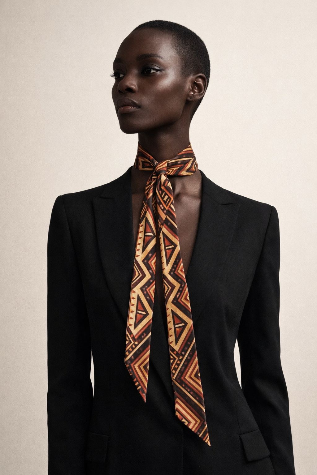 Le foulard Nyara s’inscrit dans une vision contemporaine et unisexe du luxe. Porté par un homme, il affirme un style audacieux, élégant et singulier.