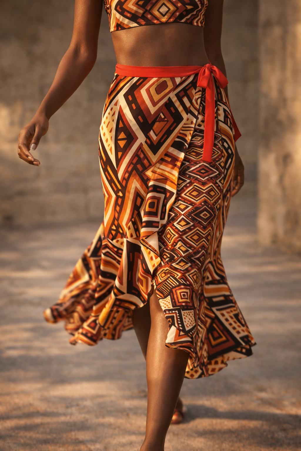Pensée pour accompagner le mouvement, la jupe NYARA révèle toute la richesse de son tissu. Le drapé suit la marche, créant une allure vivante, libre et résolument contemporaine.