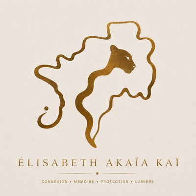 Logo officiel Élisabeth Akaïa Kaï, maison de mode afro-luxe dédiée à la création sur mesure, aux motifs exclusifs et aux pièces textiles inspirées par la connexion, la mémoire, la protection et la lumière.