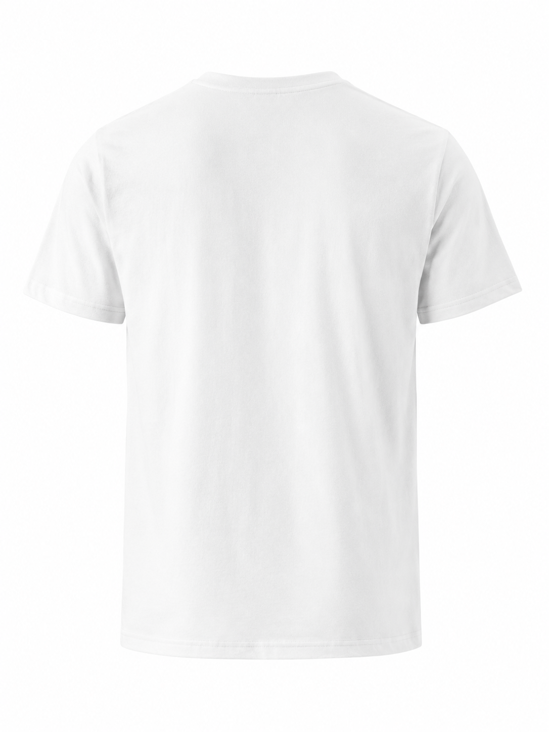 Vue arrière du t-shirt MEBOKO révélant sa coupe unisexe premium, son tombé naturel et la qualité de son coton biologique certifié.