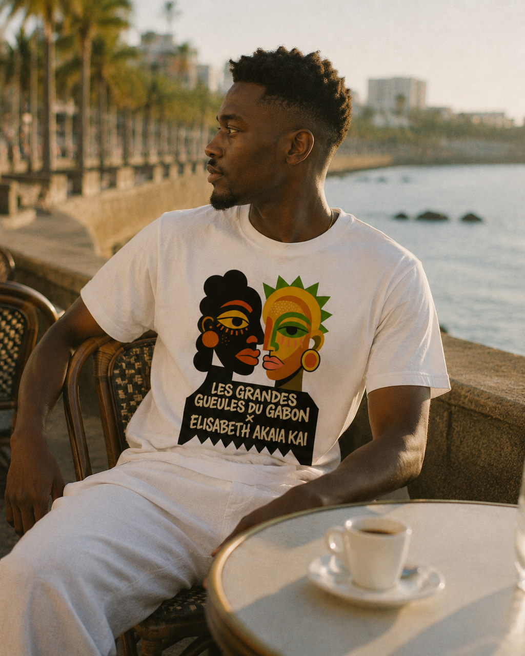 Entre ciel et océan, MEBOKO incarne une vision contemporaine du luxe gabonais. Un t-shirt en coton biologique pensé pour ceux qui portent leur histoire avec élégance.