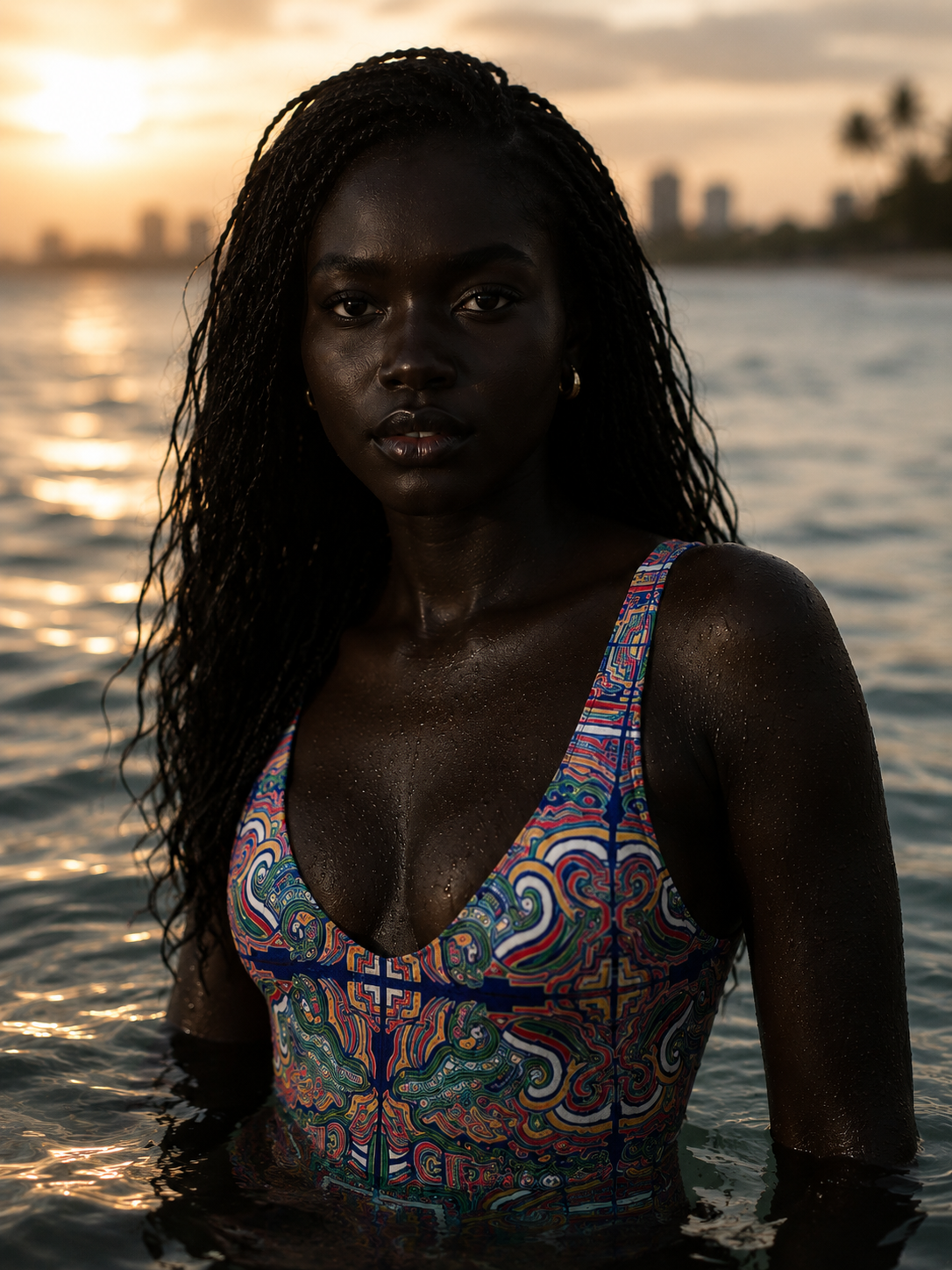 Le maillot de bain une pièce Mebeghe Éternel sublime la silhouette grâce à sa coupe échancrée et son tissu extensible. Une création ÉLISABETH AKAÏA KAÏ pensée pour conjuguer élégance, confort et liberté.