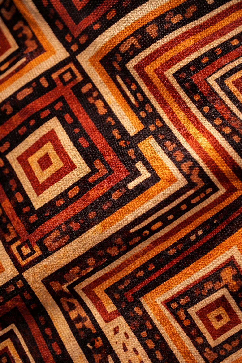 Le motif NYARA se distingue par ses lignes géométriques et ses couleurs chaleureuses. Chaque détail raconte une histoire visuelle, entre héritage et modernité.