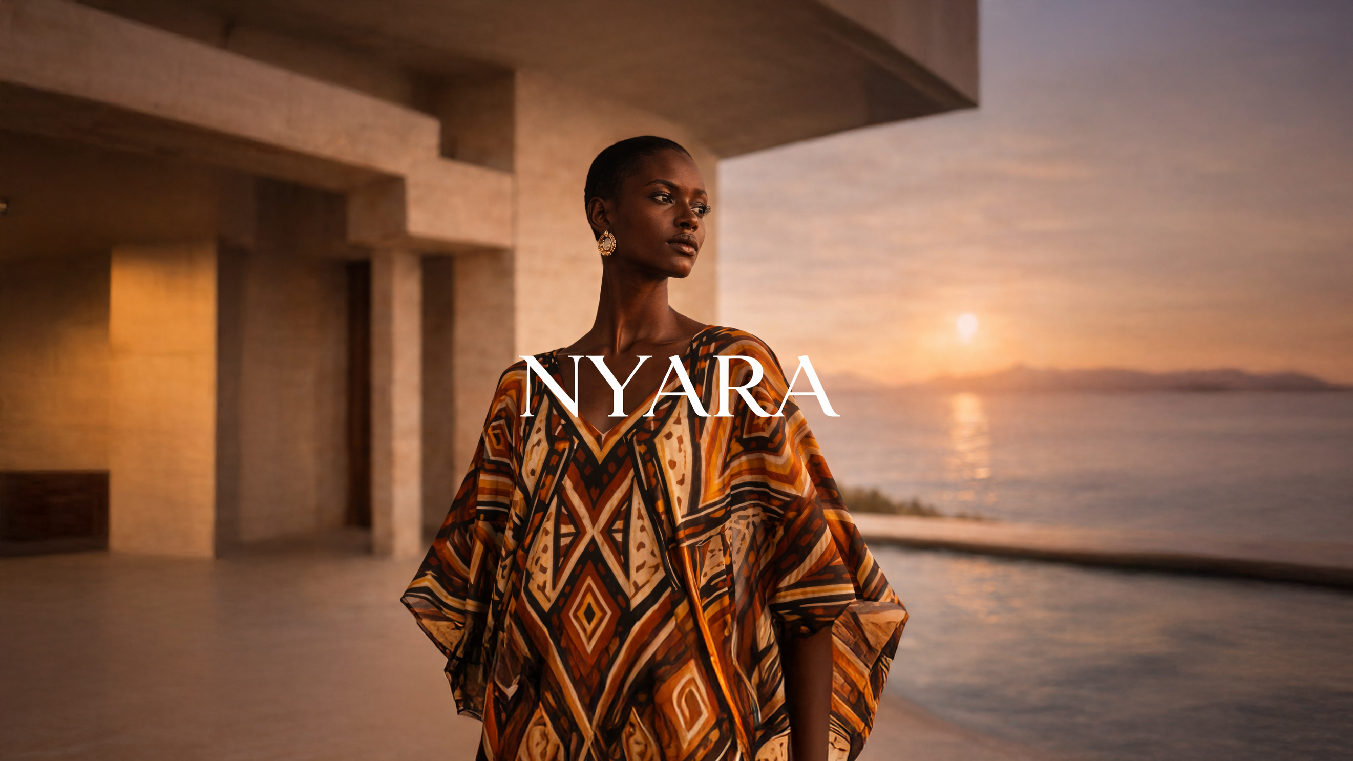 Découvrez NYARA, une collection de caftans de luxe signée Élisabeth Akaïa Kaï. Des pièces artistiques en édition limitée, inspirées par l’art Fang et une esthétique solaire, entre élégance, matière et présence.