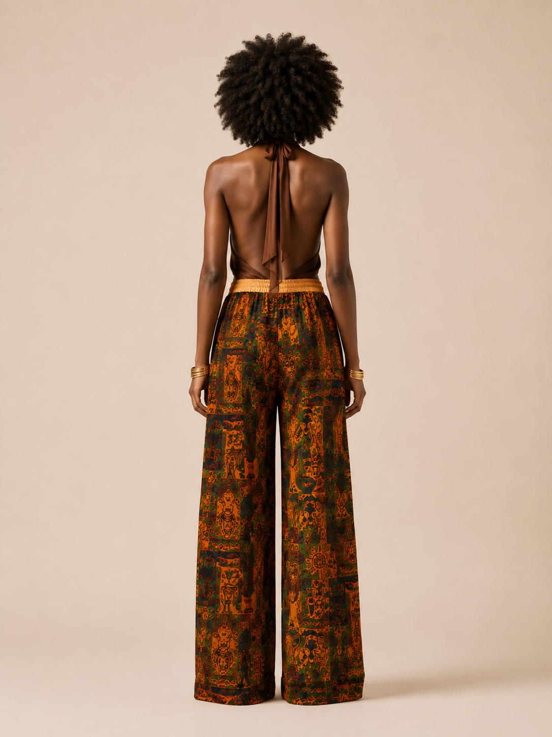 Nzinga — Pantalon Rituel à Imprimé Signature