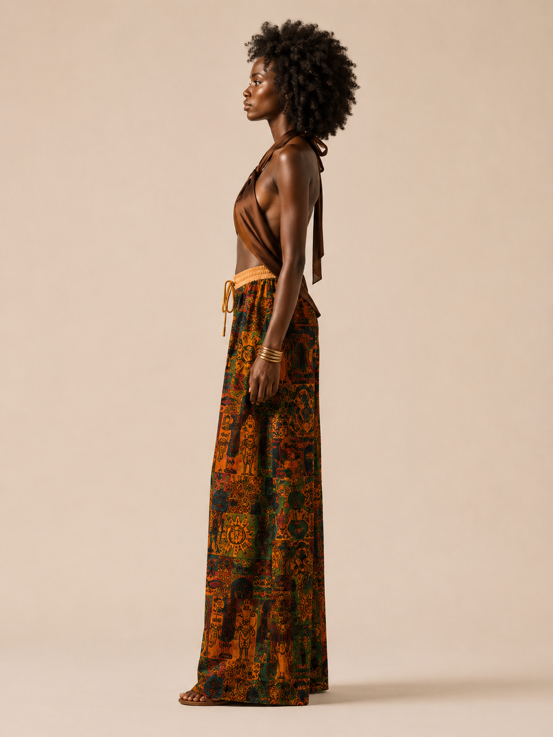 Nzinga — Pantalon Rituel à Imprimé Signature