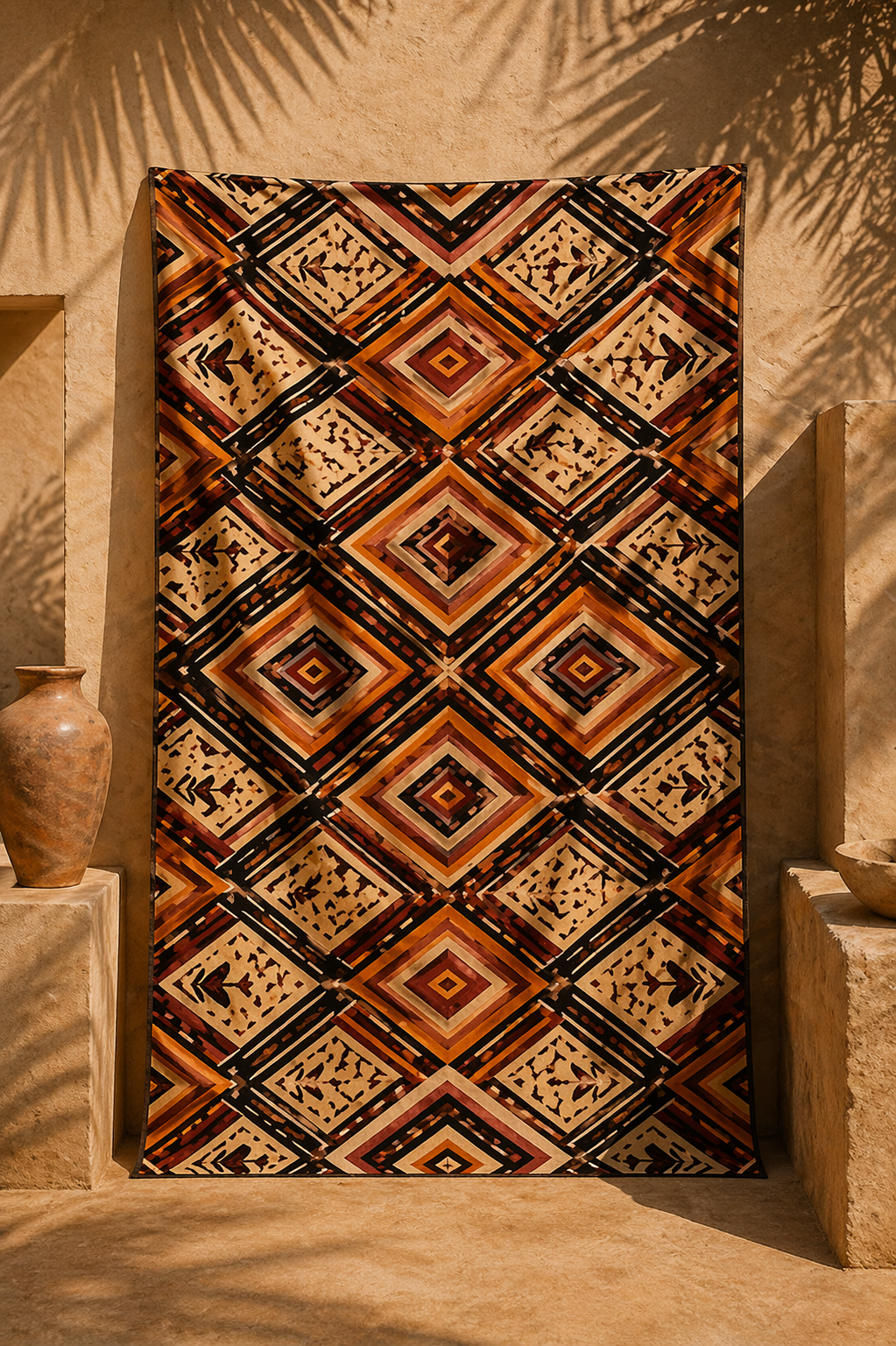 Paréo grand format 167 x 110 cm idéal en sarong, robe drapée ou étole, pensé pour un vestiaire beachwear de luxe.