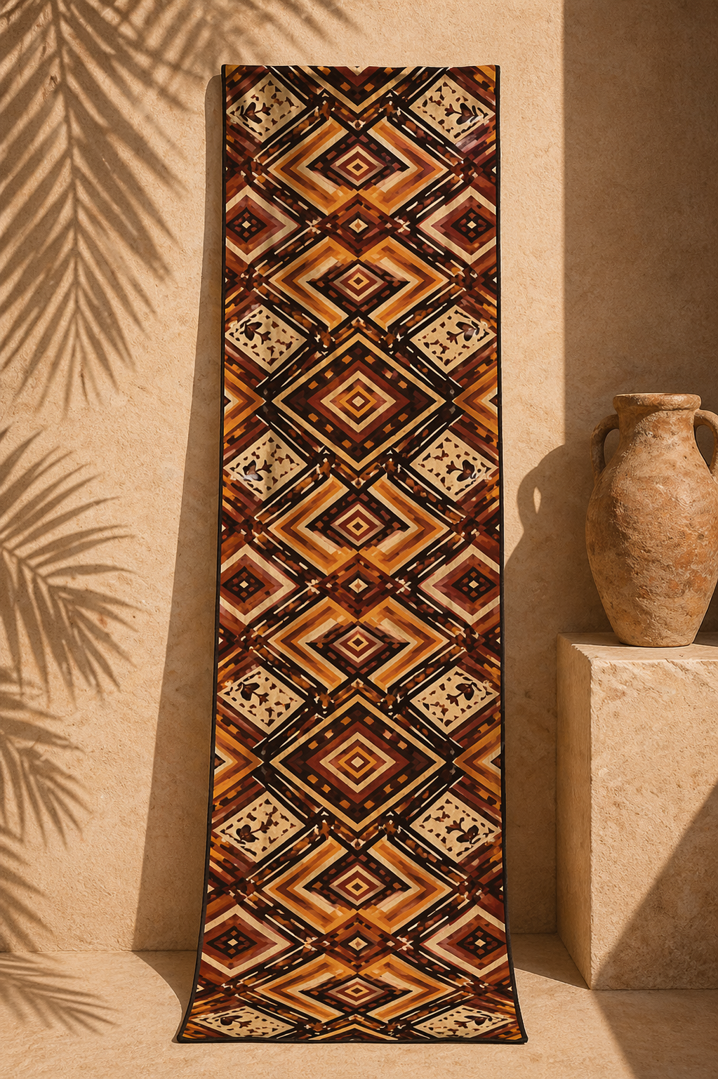 Mise en scène du paréo Nyara révélant son tombé fluide, son ampleur et son caractère de pièce textile haut de gamme.