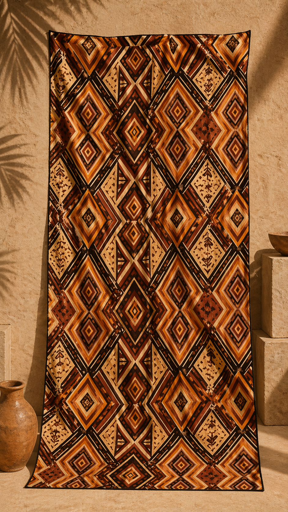 Paréo grand format 193 × 110 cm idéal en sarong, robe drapée ou étole, pensé pour un vestiaire beachwear de luxe.