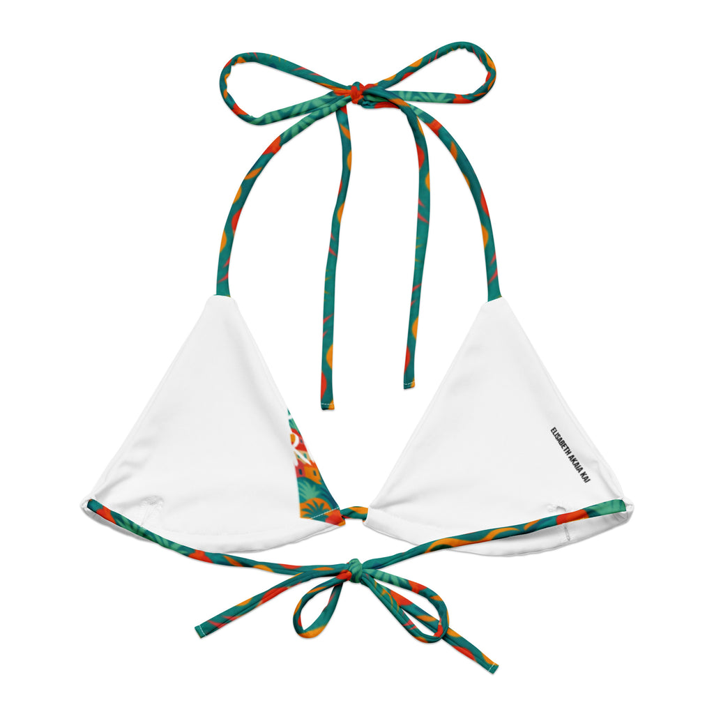 Haut de bikini triangle Rêve Riviera – imprimé artistique exclusif Elisabeth Akaia Kai – Collection Saint-Tropez – maillot de bain luxe en polyester recyclé