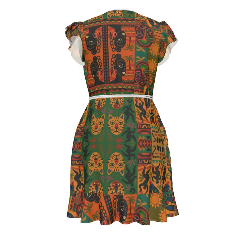 robe ethnique luxe Élisabeth Akaïa Kaï, robe portefeuille colorée inspirée de l’art africain contemporain.