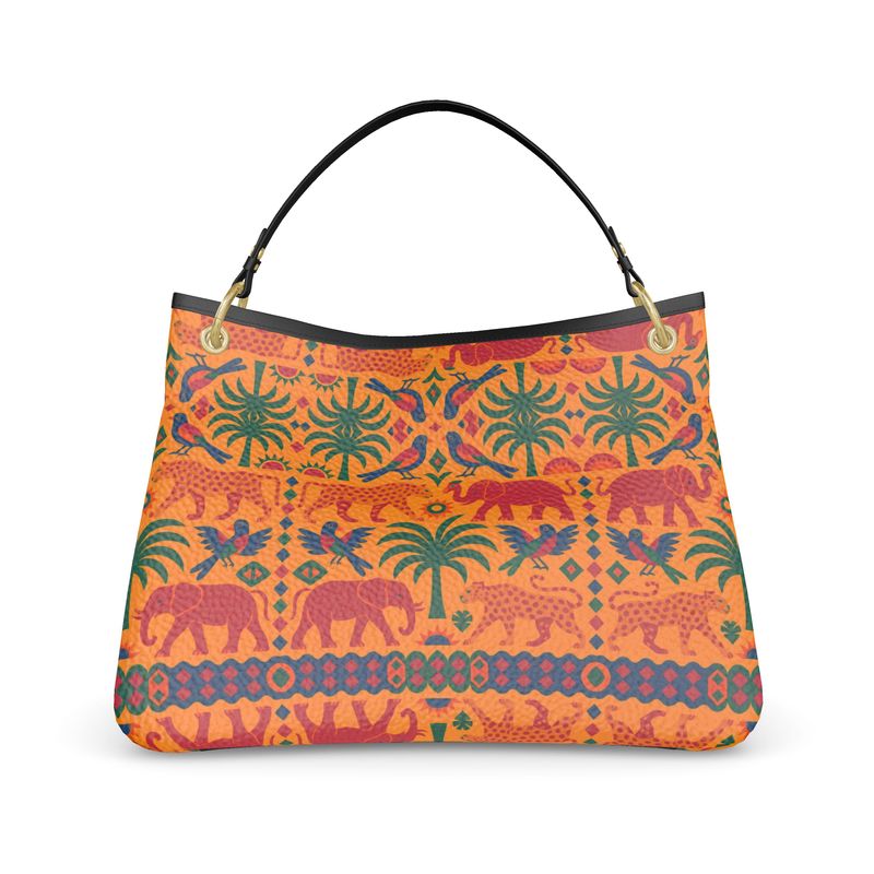 Sac à main en cuir éthique pour femme, imprimé exclusif aux motifs africains, fabriqué à la demande – modèle Sira Sankofa par Élisabeth Akaïa Kaï