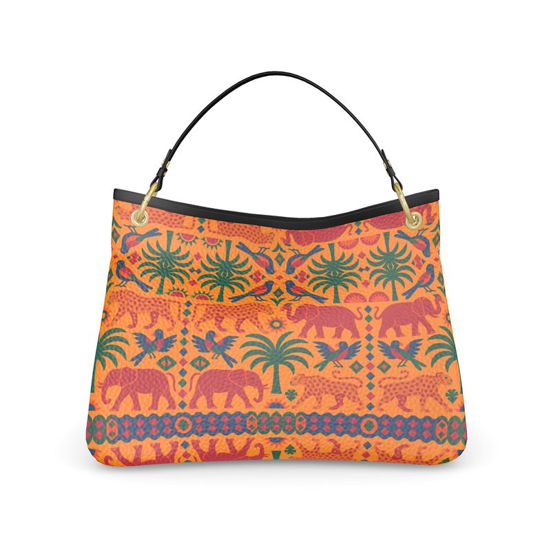 Sac à main en cuir éthique pour femme, imprimé exclusif aux motifs africains, fabriqué à la demande – modèle Sira Sankofa par Élisabeth Akaïa Kaï