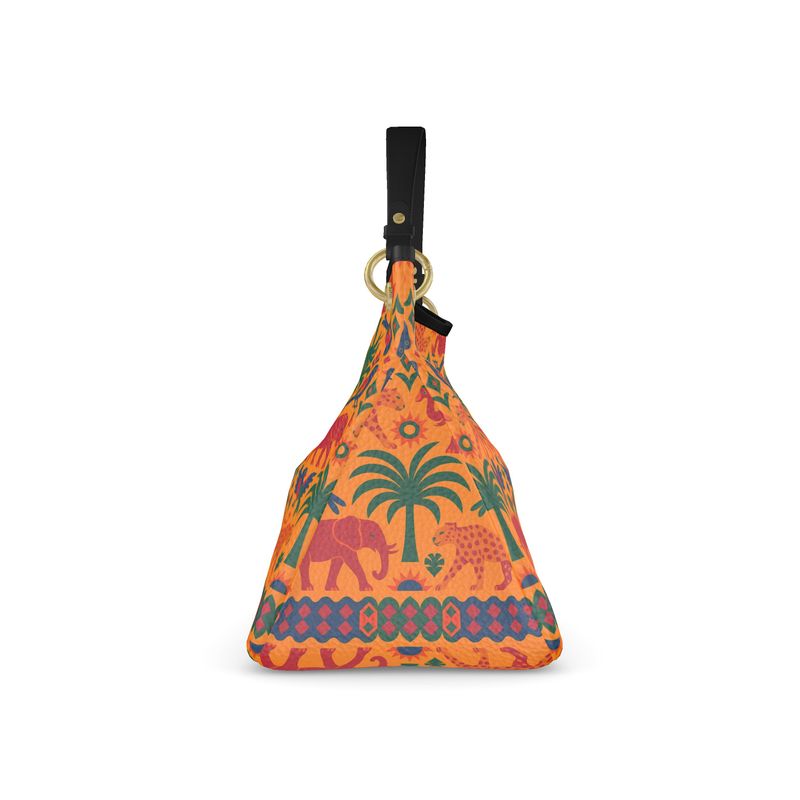 Sac à main en cuir éthique pour femme, imprimé exclusif aux motifs africains, fabriqué à la demande – modèle Sira Sankofa par Élisabeth Akaïa Kaï