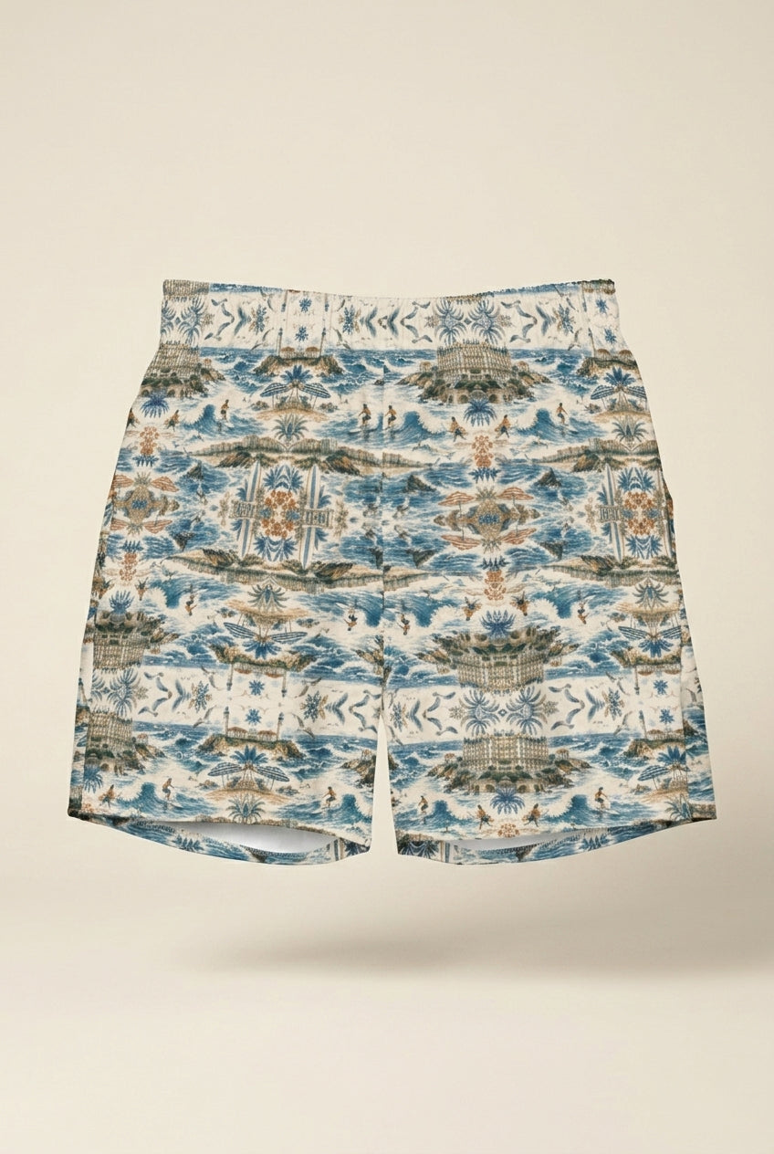 Le short de bain BIARRITZ mêle confort technique et esthétique artistique dans une silhouette inspirée des côtes françaises. Une pièce premium aux nuances océaniques pensée pour les amateurs de mode balnéaire haut de gamme.