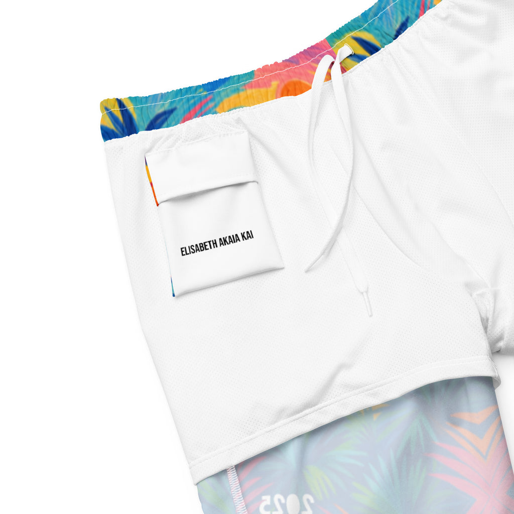 Short de bain homme coloré avec imprimé Saint-Tropez, motif French Riviera, de la marque Elisabeth Akaia Kai