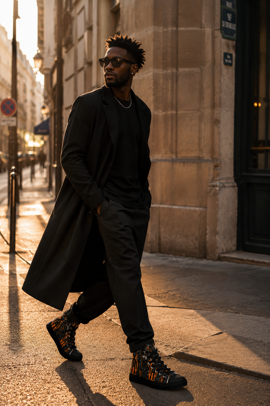 Entre Saint-Germain et Libreville, les sneakers ÉLISABETH AKAÏA KAÏ prennent vie dans une campagne éditoriale au coucher du soleil. Une silhouette contemporaine où art, luxe et identité se rencontrent.