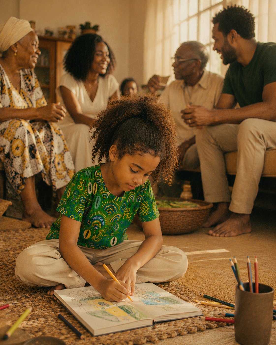 Le t-shirt Mwana accompagne les instants simples qui deviennent des souvenirs précieux. Une création Élisabeth Akaïa Kaï pensée pour les enfants qui grandissent entre héritage et modernité.