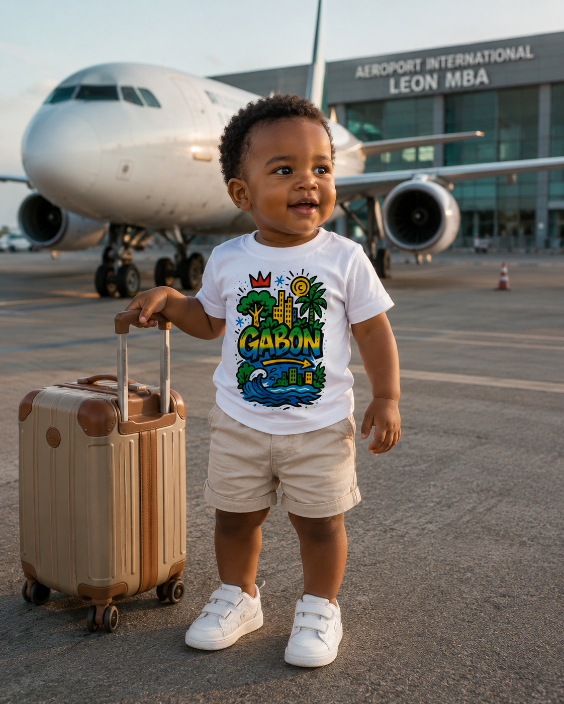 Le t-shirt Ndjili accompagne les jeunes voyageurs dans leurs plus belles aventures. Une création originale aux couleurs du Gabon, conçue pour les familles qui aiment transmettre le goût du voyage.