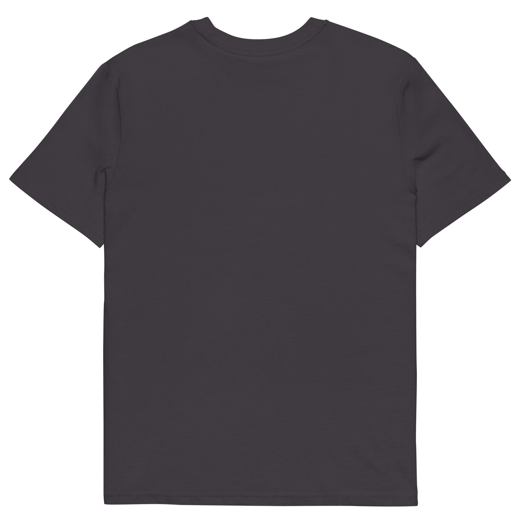 T-shirt anthracite coton bio, imprimé Gabon coloré avec motifs tropicaux, coupe unisexe afro luxe.