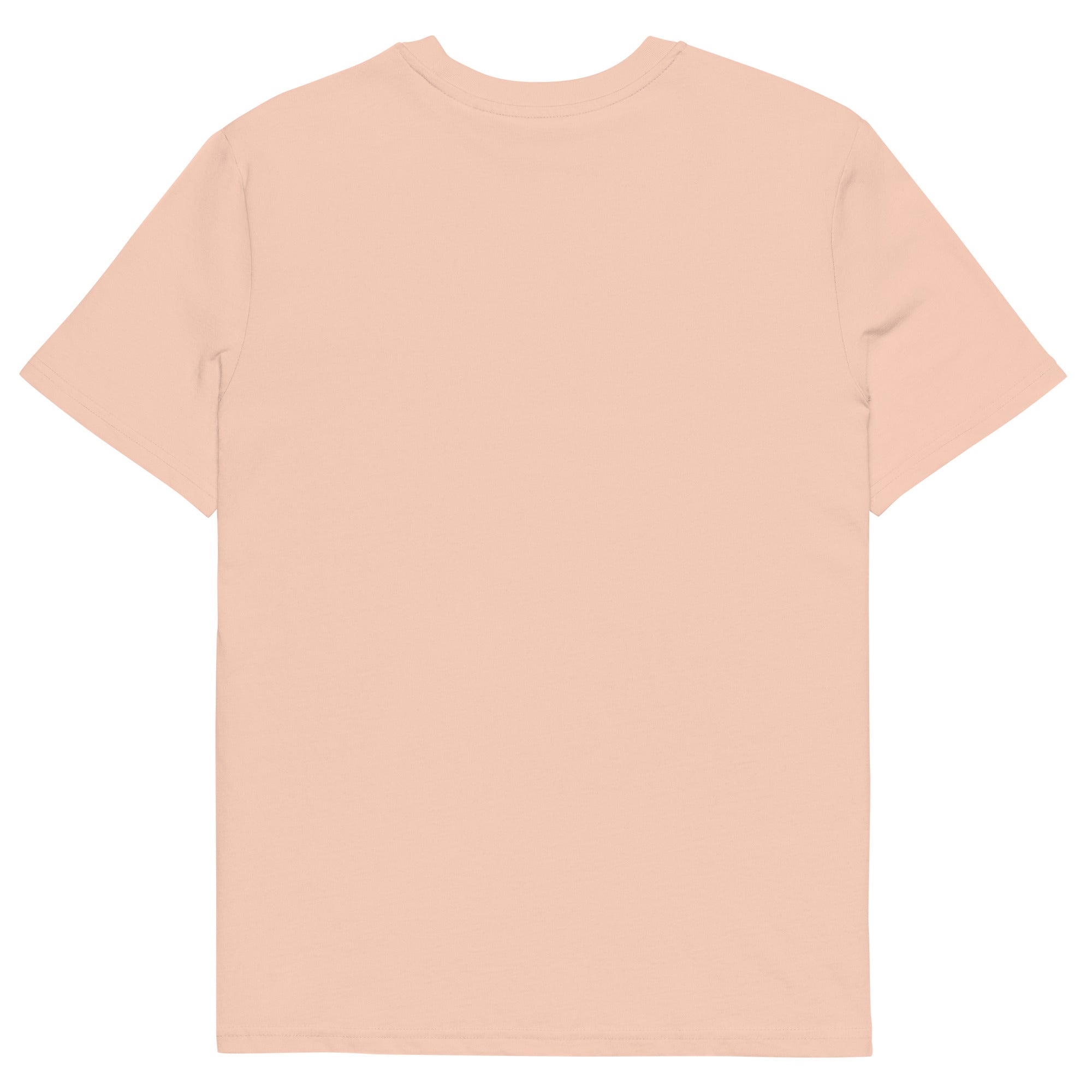 T-shirt pêche clair coton bio, imprimé Gabon coloré solaire, coupe unisexe afro luxe gabonais.