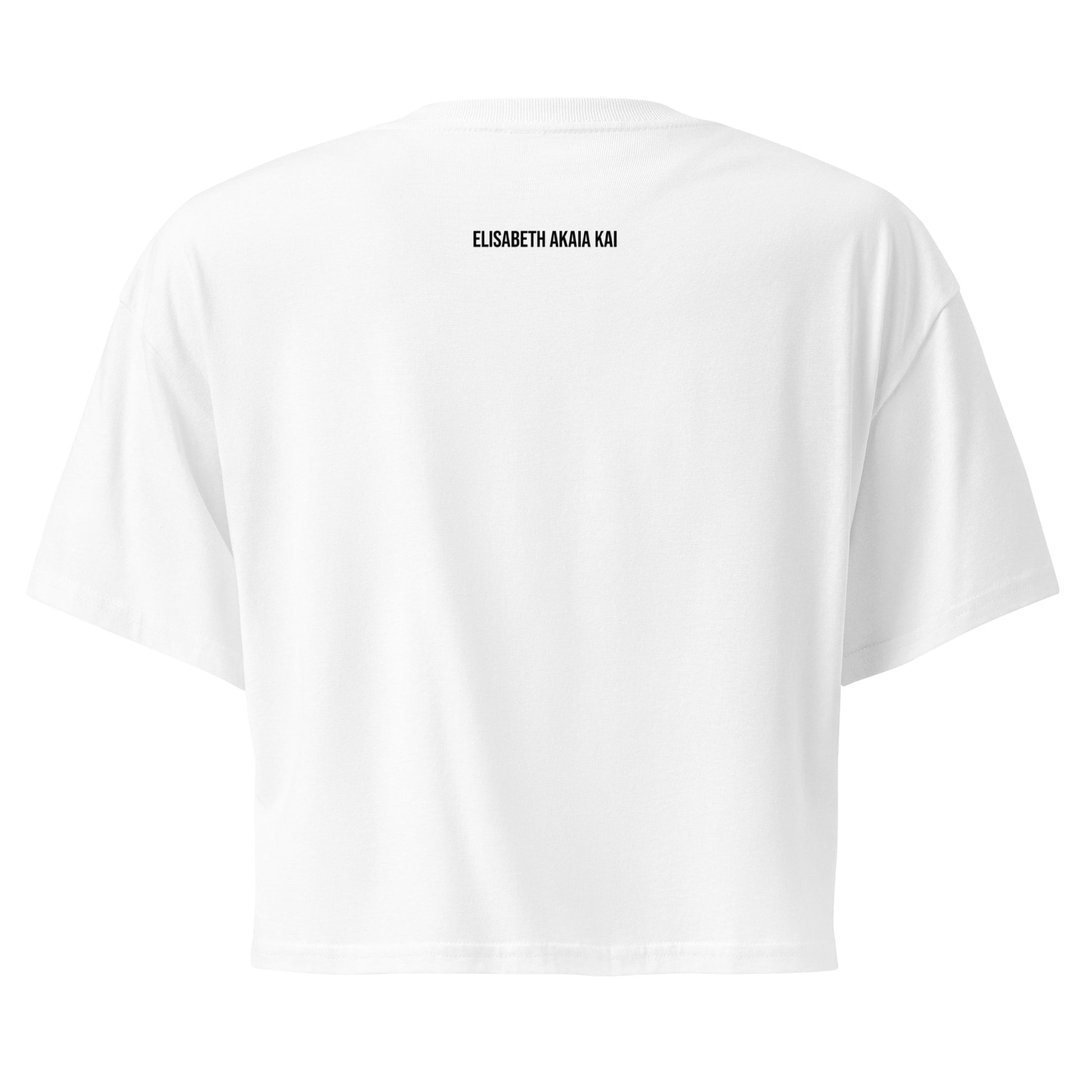 T-shirt blanc en coton biologique avec imprimé coloré “Gabon” représentant soleil, palmiers, vagues et buildings, coupe unisexe, mode afro luxe.