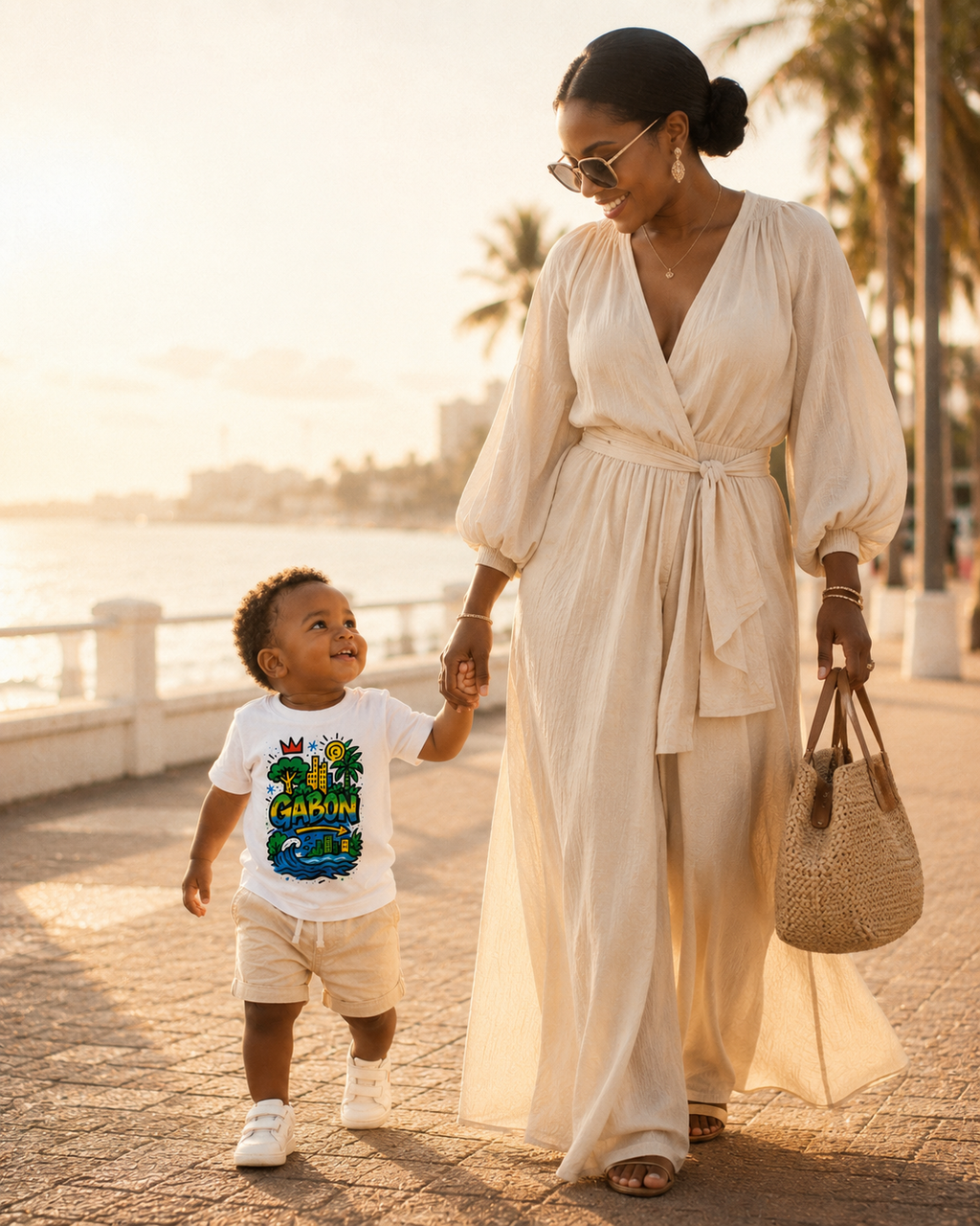 Entre transmission, élégance et complicité, le t-shirt enfant Ndjili célèbre les moments précieux partagés en famille. Une création signée ÉLISABETH AKAÏA KAÏ inspirée de l'art de vivre gabonais.