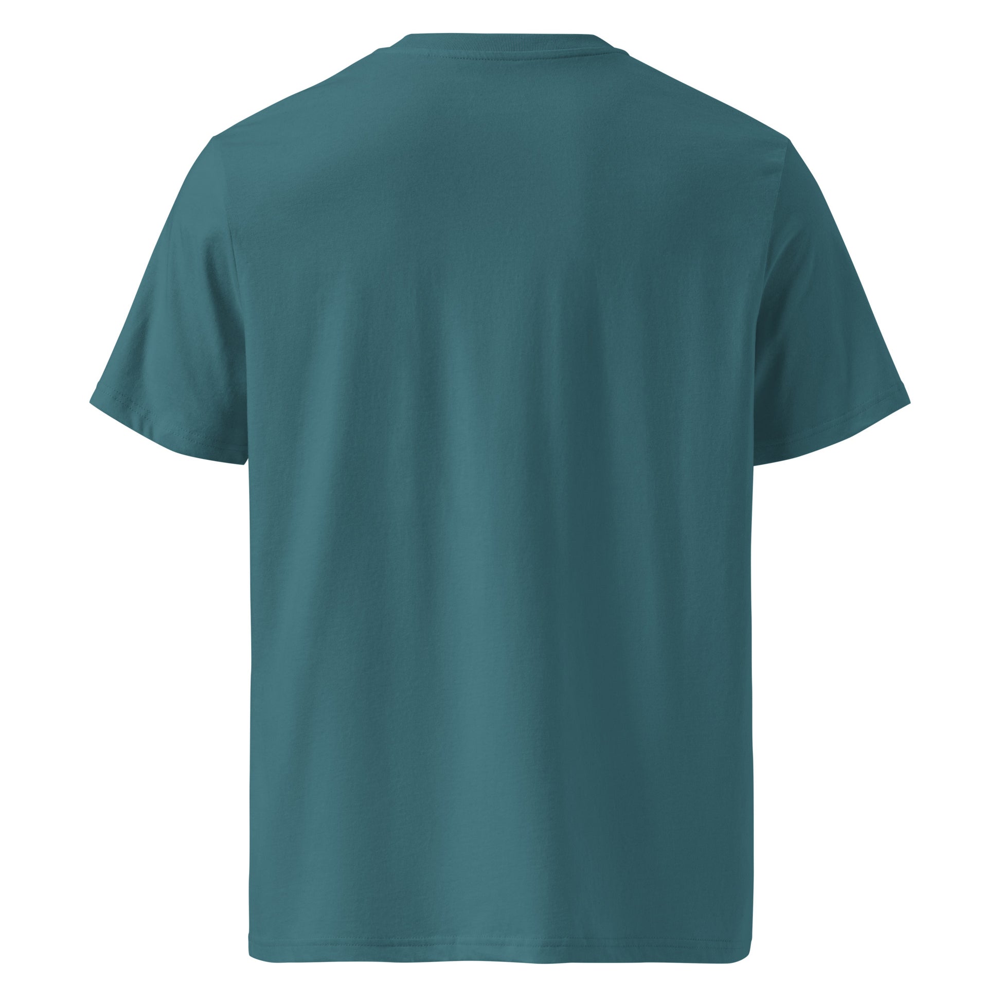 T-shirt Ondja bleu-vert unisexe coton biologique, imprimé artistique vague bleue et symboles, mode afro luxe contemporaine