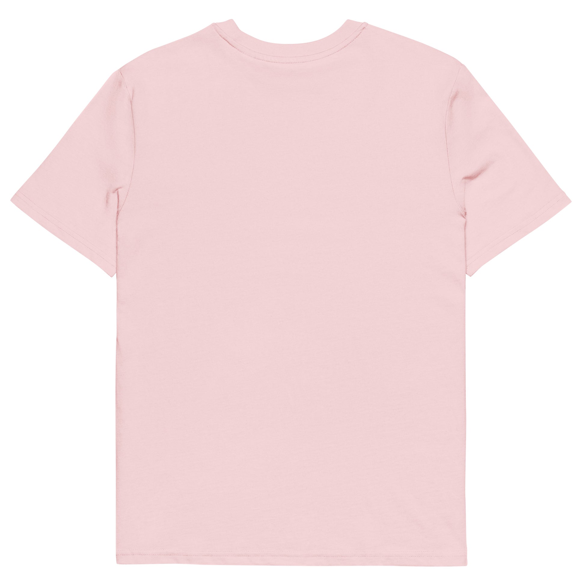 T-shirt rose clair Ondya en coton bio, imprimé Gabon artistique afro luxe, collection Libreveille Royale.