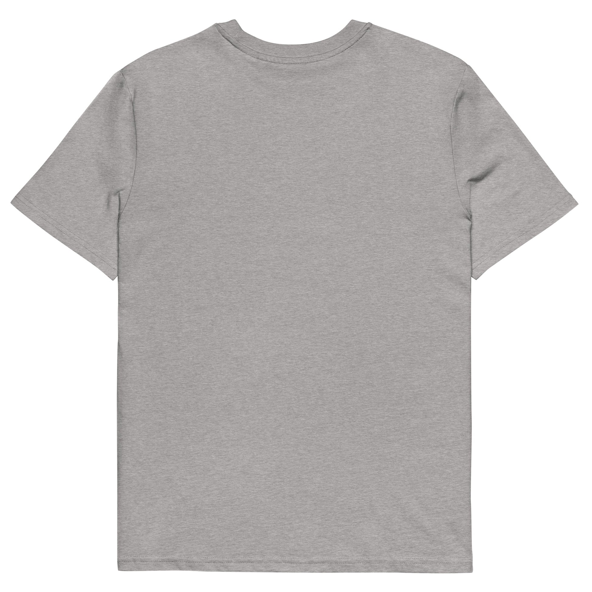 T-shirt gris clair Ondya unisexe, coton bio certifié, design Gabon coloré afro luxe, prêt-à-porter haut de gamme.