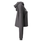 Vue de profil droit du sweat crop à capuche EAK pour femme, coloris Tempête, mettant en valeur les manches longues et la coupe ample.
