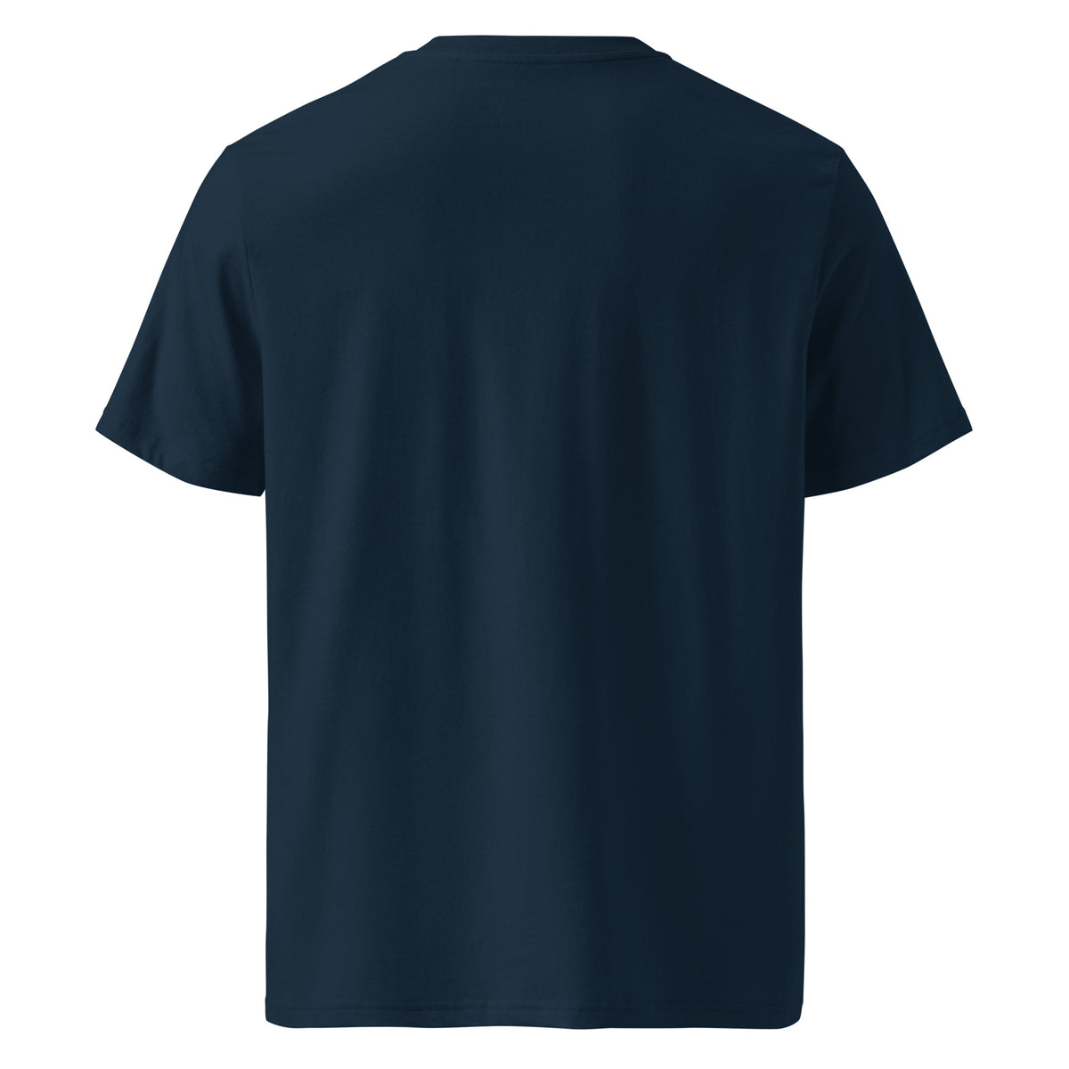 Vue de dos du t-shirt KAÏ bleu marine pour homme, coupe droite à manches courtes et dos uni sans imprimé.