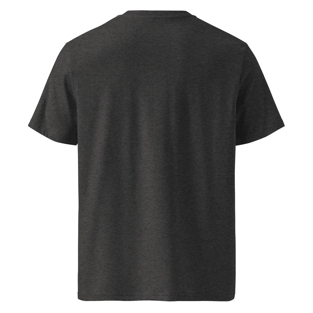 Vue de dos du t-shirt KAÏ gris foncé chiné pour homme, coupe droite à manches courtes et dos uni sans imprimé.