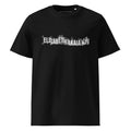 Vue de face du t-shirt KAÏ noir pour homme : col rond, manches courtes et signature graphique blanche de la Maison sur la poitrine.