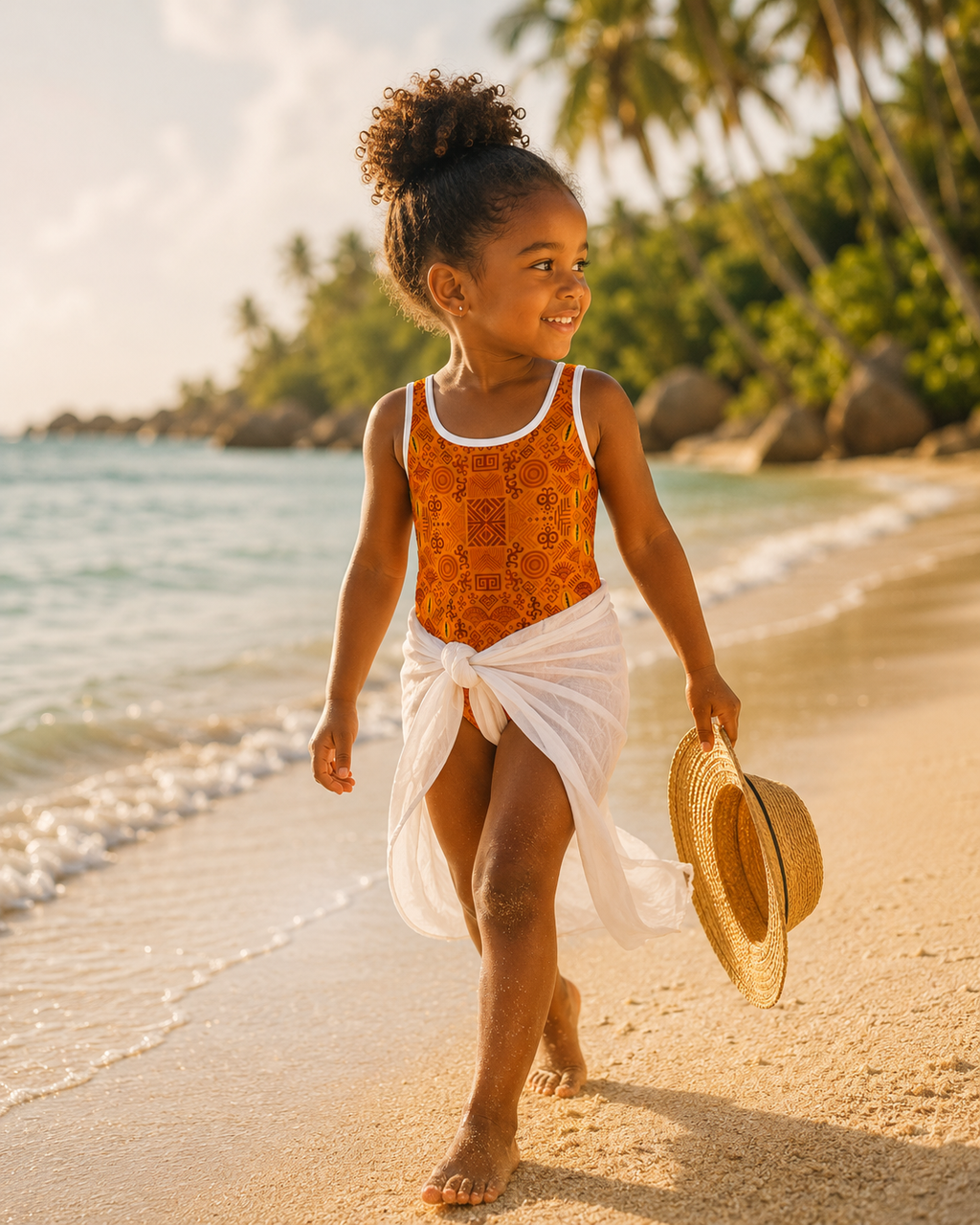 Le maillot de bain enfant Luma se porte egalement avec un pareo leger pour une allure elegante apres la baignade. Une tenue parfaite pour les vacances d'ete.