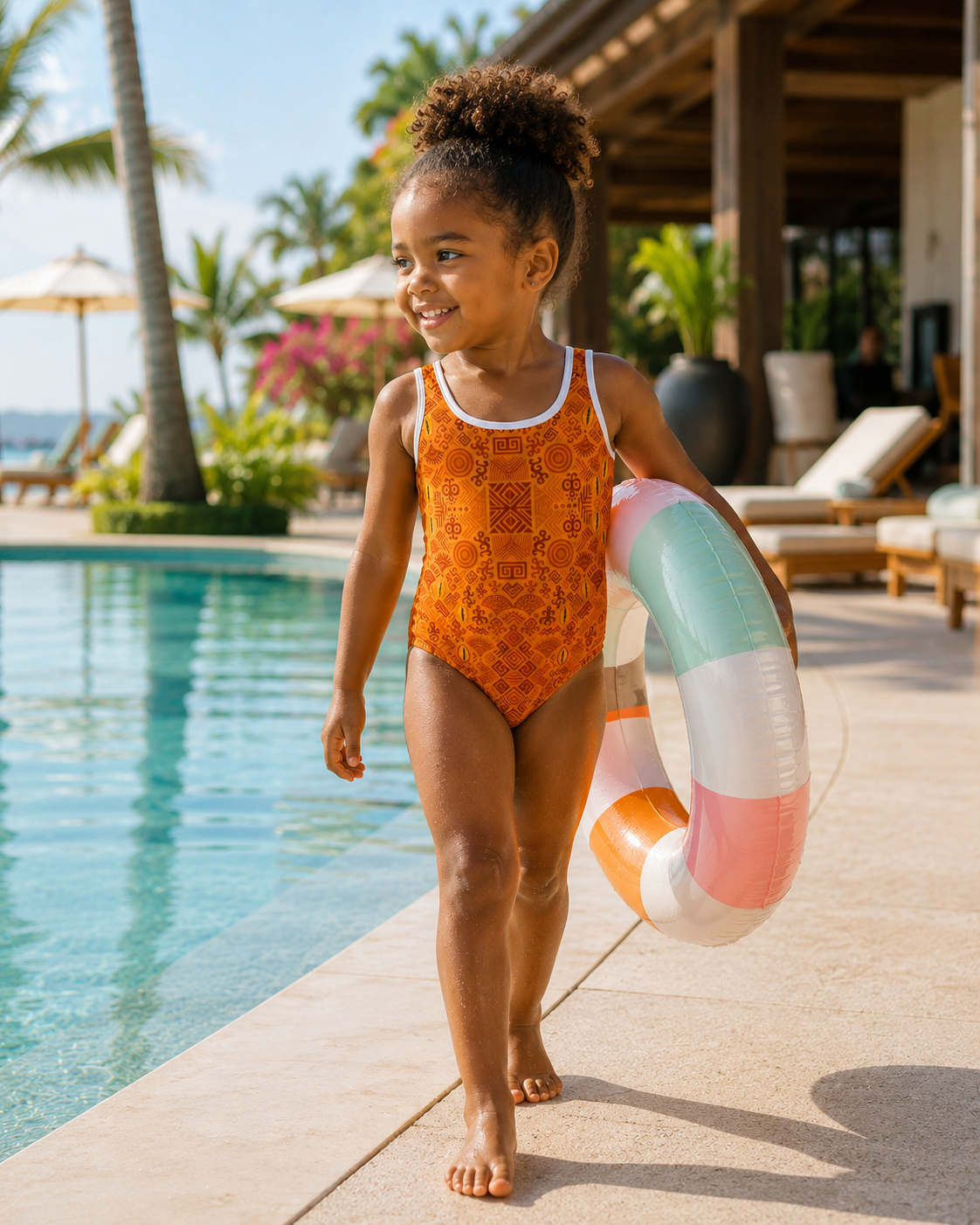 Le maillot de bain enfant Luma est ideal pour les journees a la piscine comme a la plage. Son imprime exclusif et son tissu extensible offrent confort et elegance.