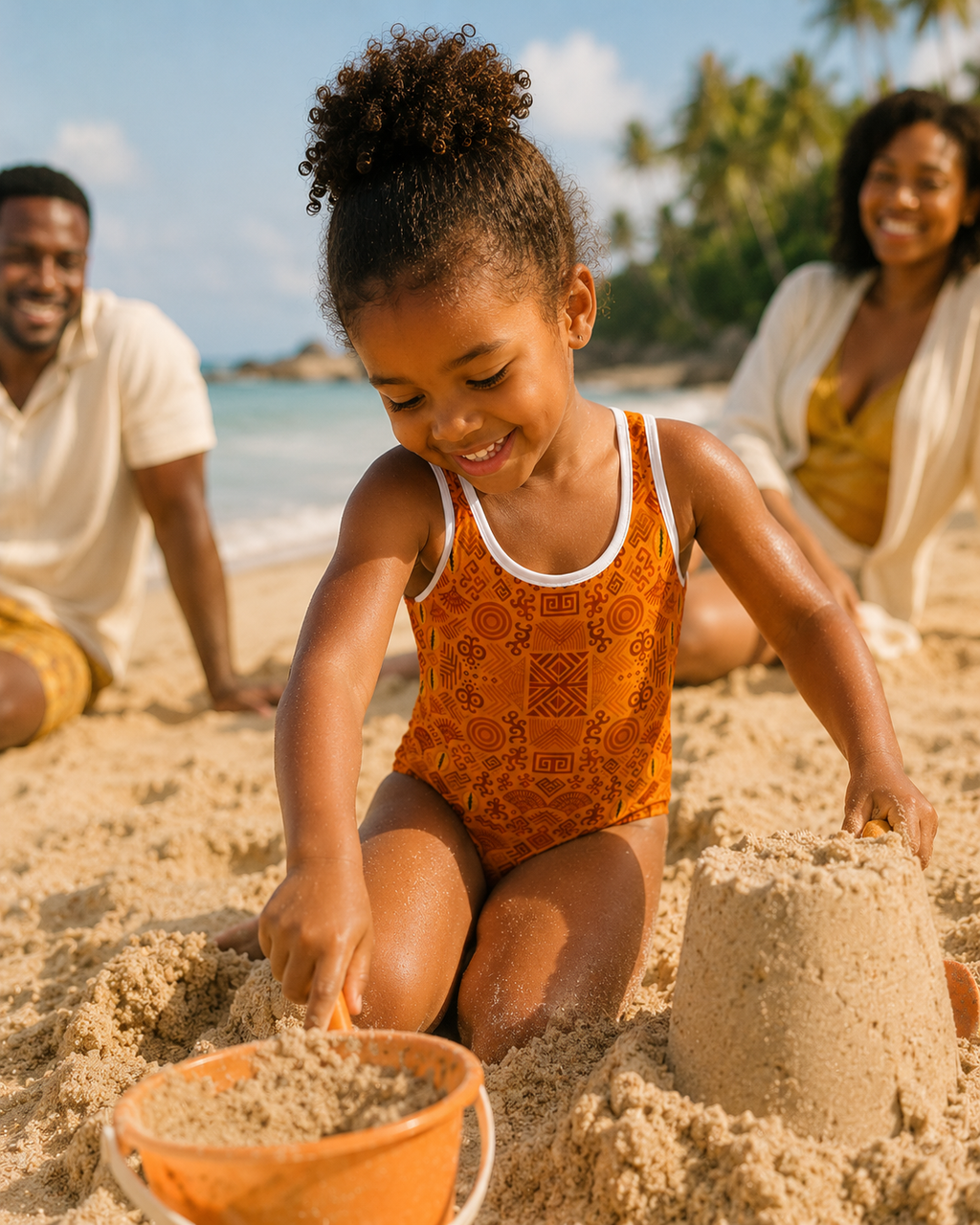 Le maillot de bain une piece Luma accompagne les plus beaux souvenirs de vacances en famille. Une creation originale alliant confort, qualite et style.