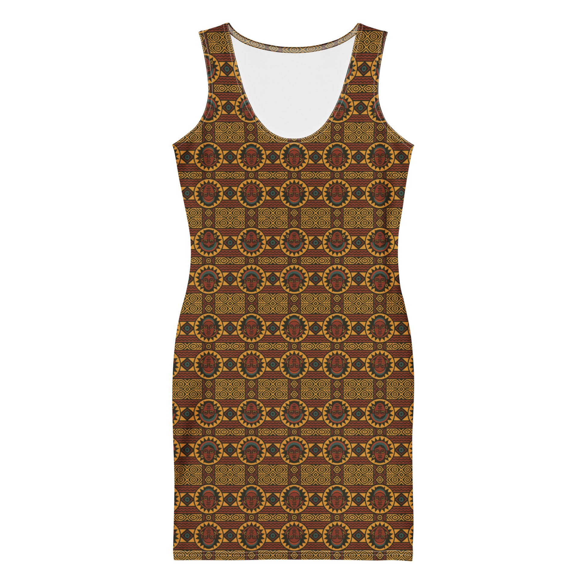 Robe moulante Kaya Lumina en imprimé africain luxe, coupe ajustée, tissu extensible éco-responsable, création Élisabeth Akaïa Kaï pour femmes élégantes afro chic